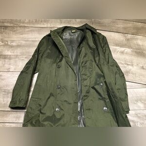 Vintage Vietnam War Overcoat Trench Rubber Coated Military Rain Men Coat Size 36